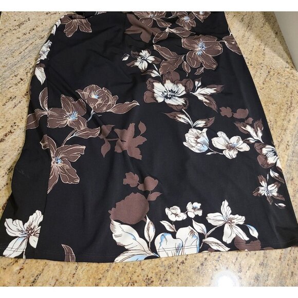 White House Black Market Sz L Dress Black Floral Sheath Embellished Romantic - Picture 5 of 16
